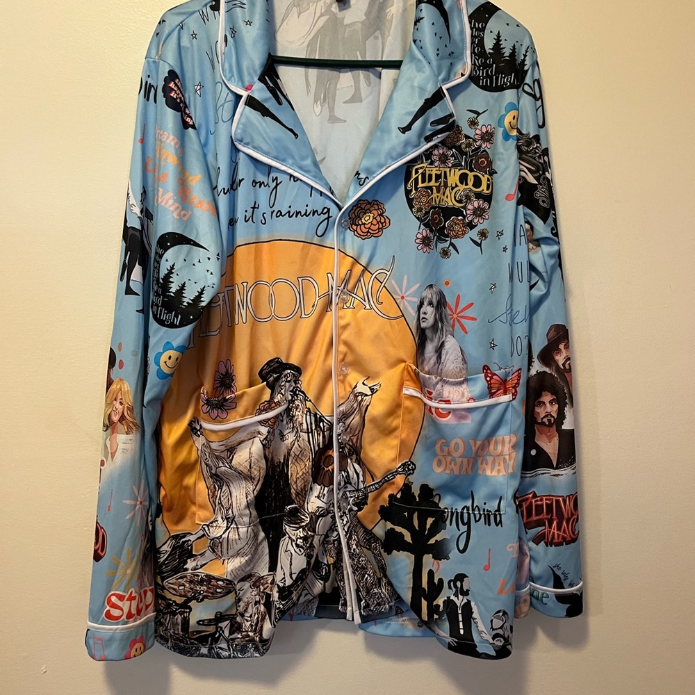 Blue and Orange Artistic Blazer with Star Wars Print